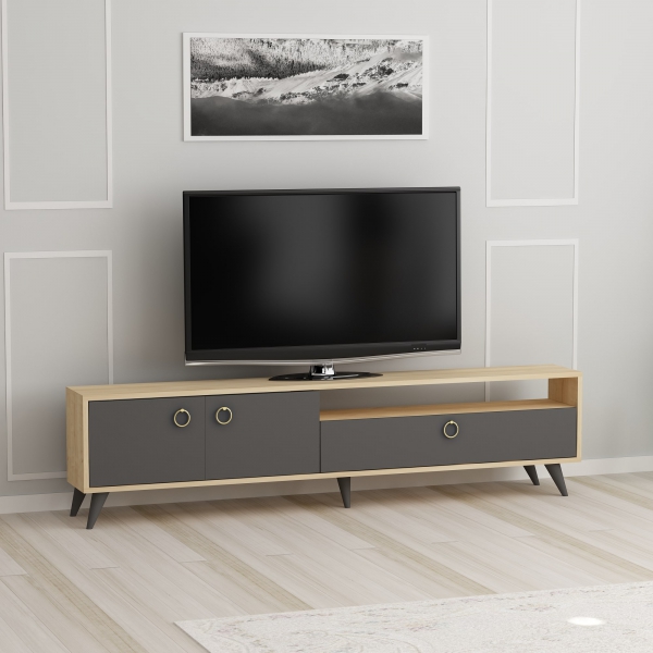 Grosso TV Stand and Media Console - Anthracite & Oak