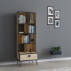 Emily Manufactured Wood Bookcase with Drawer - Oak & Black