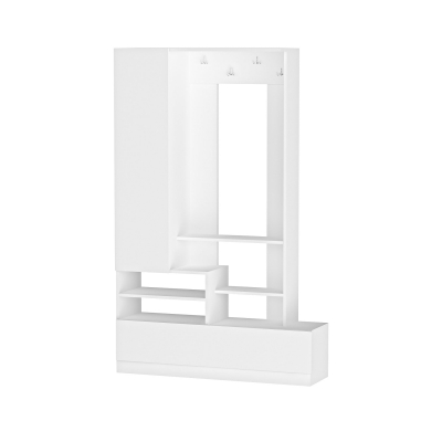 Seta Entryway Coat Rack with Cabinets and Shelves - White