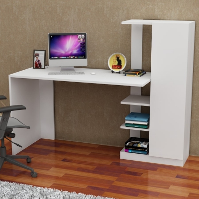 Severus Computer Desk with Shelves - White