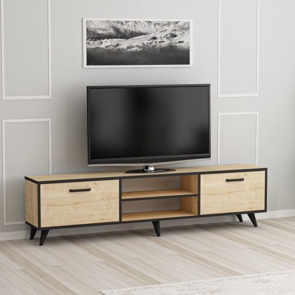 Yewana TV Stand and Media Console - Oak & Black