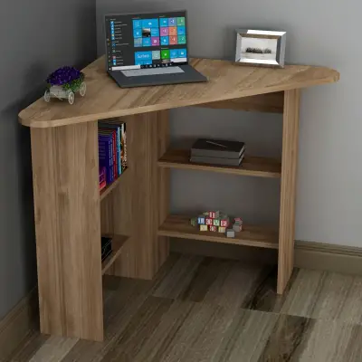 Gredos Computer Desk with Shelves - Walnut