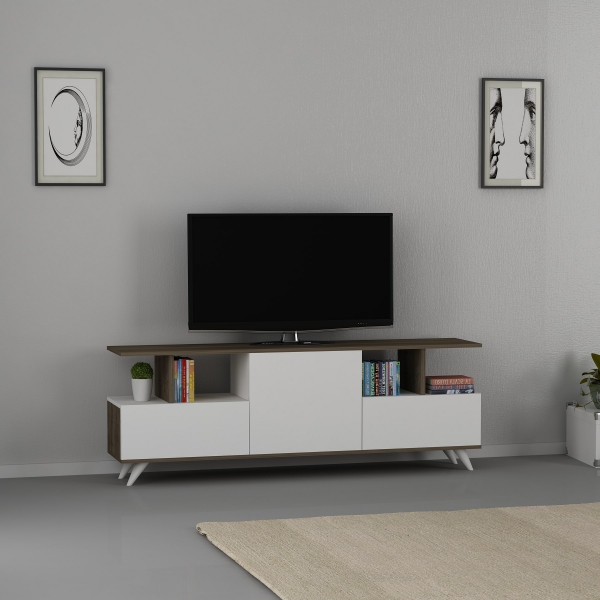 Titulus TV Stand and Media Console - White & Walnut