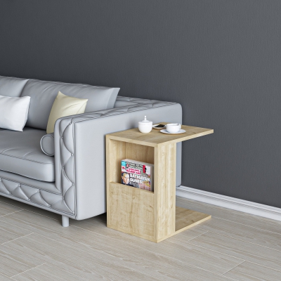 Charles Side End Table with Storage Shelf - Oak