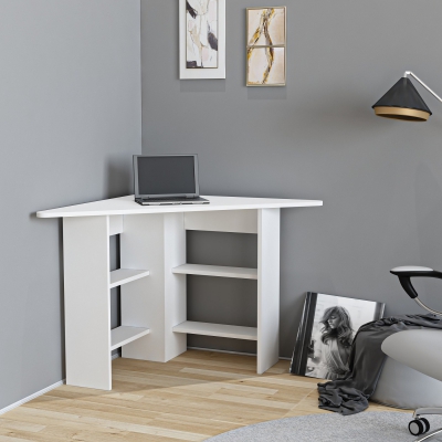 Gredos Computer Desk with Shelves - White