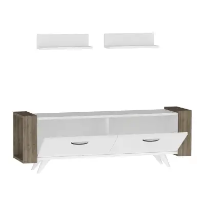 Zeya TV Stand and Entertainment Center - White & Walnut