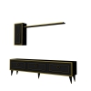 Frida TV Stand and Entertainment Center - Black Marble Effect & Gold