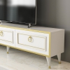 Antonia TV Stand and Entertainment Center - White & Gold Band