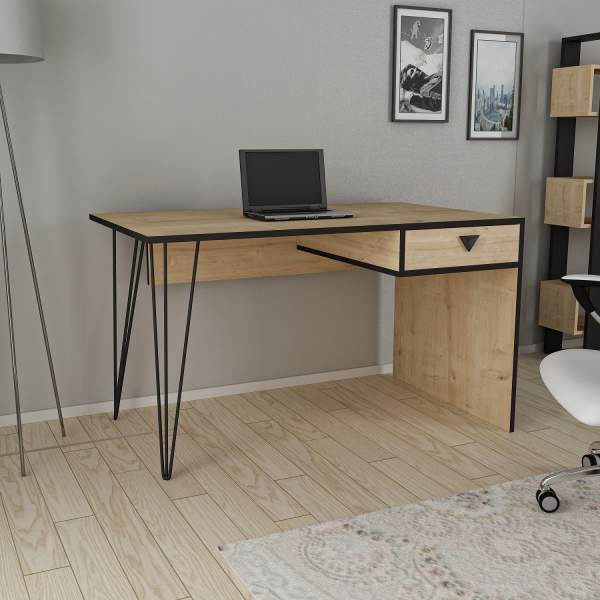 Emily Computer Desk with Drawer - Oak & Black