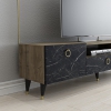 Suny TV Stand and Media Console - Black Marble Effect & Walnut