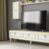 Antonia TV Stand and Entertainment Center - White & Gold Band