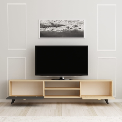 Pino TV Stand and Media Console - Anthracite & Oak