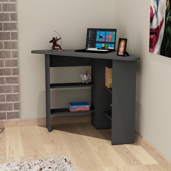 Gredos Computer Desk with Shelves - Anthracite