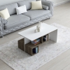 Floro Coffee Table with Storage Shelves - White & Walnut