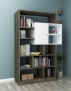 Douro Bookcase with Cabinet and Shelves - White & Walnut