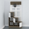 Odina Hallway Coat Rack with Cabinet and Shelves - White & Walnut