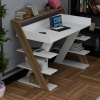 Mundus Computer Desk with Shelves - White & Walnut