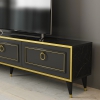 Frida TV Stand and Entertainment Center - Black Marble Effect & Gold