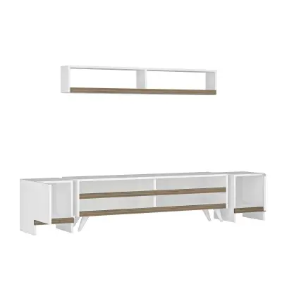 Callis TV Stand and Entertainment Center - White & Walnut