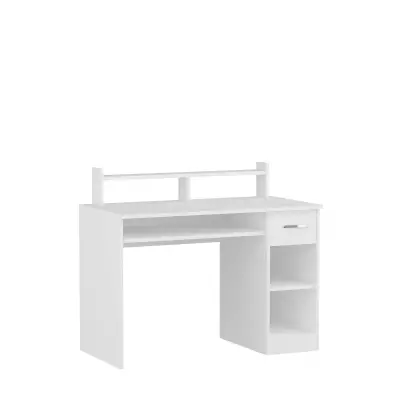 Milanos Computer Desk with Drawer and Shelves - White