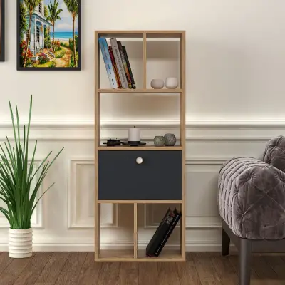 Pelika Bookcase - Oak & Anthracite