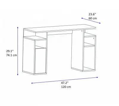 Forte Computer Desk with Cabinet and Shelves - Walnut