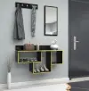 Placido Wall Mounted Dresuar Console Table with Mirror and Hooks - Black Marble & Gold