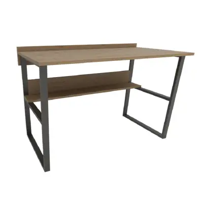 Vitis Computer Desk with Storage Shelf - Oak & Black