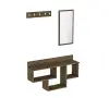 Placido Wall Mounted Dresuar Console Table with Mirror and Hooks - Walnut