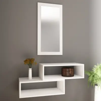 Santos Wall Mounted Dresuar Console with Mirror - White