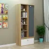 Volta Bookcase with Cabinet and Shelves - Oak, Anthracite & White