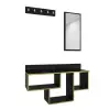 Placido Wall Mounted Dresuar Console Table with Mirror and Hooks - Black Marble & Gold