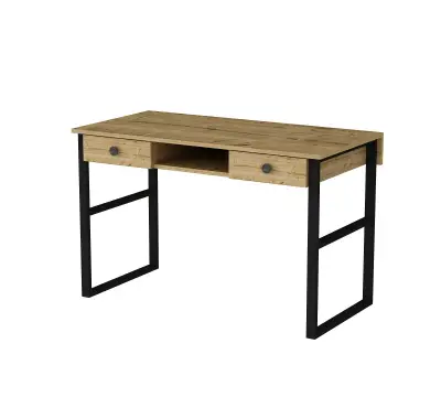 Valley Computer Desk with Drawers - Oak & Black