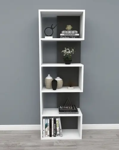 Zella Bookcase - White & Anthracite