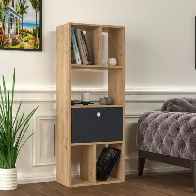 Pelika Bookcase - Oak & Anthracite