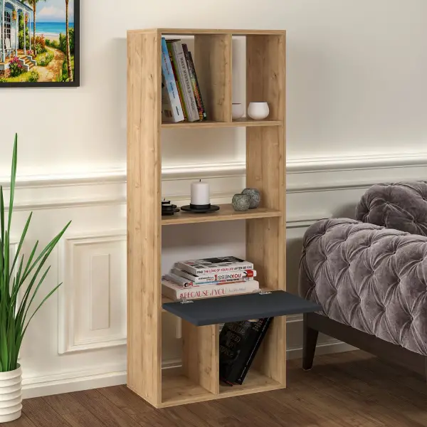 Pelika Bookcase - Oak & Anthracite