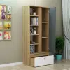 Volta Bookcase with Cabinet and Shelves - Oak, Anthracite & White