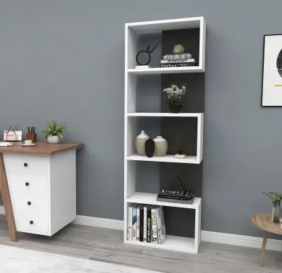 Zella Bookcase - White & Anthracite