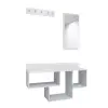 Placido Wall Mounted Dresuar Console Table with Mirror and Hooks - White