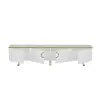 Plana TV Stand with Cabinets - White & Gold Band