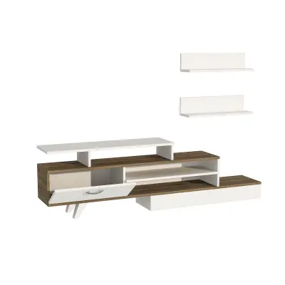 Willow TV Stand and Entertainment Center - White & Walnut