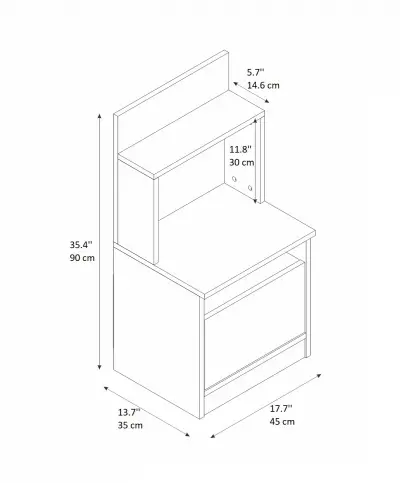 Tilia Nightstand with A Cabinet and Shelves - Oak & Black Marble Effect