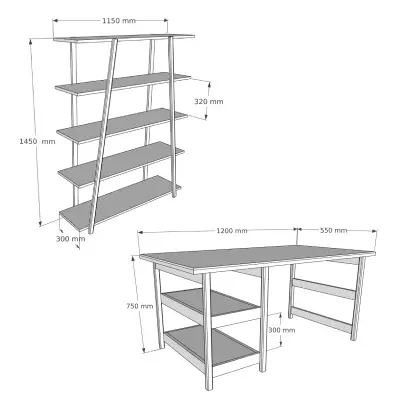 Miraperry Wood Bookcase and Computer Desk Set - Natural