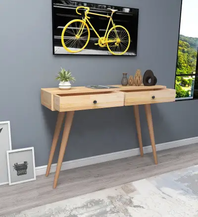 Silas Solid Wood Dresuar Console Table  - Natural