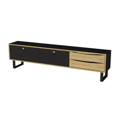 Mosso TV Stand and Media Console - Black & Oak