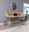 Nashy Wood Computer Desk with Front Bar Shelf - Natural