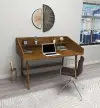 Nashy Wood Computer Desk with Front Bar Shelf - Walnut