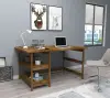 Mira Wood Computer Desk with Shelves - Walnut