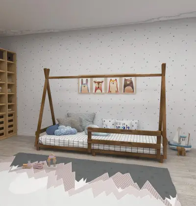 Nanala Solid Wood Montessori Floor Bedstead - Walnut