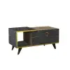 Alisya Coffee Table with Storage Cabinet and Shelf - Walnut & Black Marble Effect